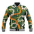 Aloha Festive Hawaii Baseball Jacket Mokihana - Maile and Ilima on Forest Green - Polynesian Pride