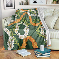 Aloha Festive Hawaii Blanket Mokihana - Maile and Ilima on Forest Green LT7 Forest Green - Polynesian Pride