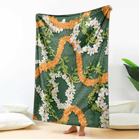 Aloha Festive Hawaii Blanket Mokihana - Maile and Ilima on Forest Green LT7 - Polynesian Pride