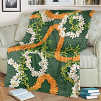 Aloha Festive Hawaii Blanket Mokihana - Maile and Ilima on Forest Green LT7 - Polynesian Pride