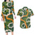 Aloha Festive Hawaii Couples Matching Long Sleeve Bodycon Dress and Hawaiian Shirt Mokihana - Maile and Ilima on Forest Green - Polynesian Pride