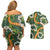 Aloha Festive Hawaii Couples Matching Off Shoulder Short Dress and Hawaiian Shirt Mokihana - Maile and Ilima on Forest Green - Polynesian Pride
