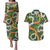 Aloha Festive Hawaii Couples Matching Puletasi and Hawaiian Shirt Mokihana - Maile and Ilima on Forest Green - Polynesian Pride