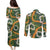 Aloha Festive Hawaii Couples Matching Puletasi and Long Sleeve Button Shirt Mokihana - Maile and Ilima on Forest Green - Polynesian Pride