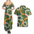 Aloha Festive Hawaii Couples Matching Summer Maxi Dress and Hawaiian Shirt Mokihana - Maile and Ilima on Forest Green - Polynesian Pride