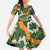 Aloha Festive Hawaii Family Matching Off Shoulder Maxi Dress and Hawaiian Shirt Mokihana - Maile and Ilima on Forest Green - Polynesian Pride
