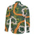 Aloha Festive Hawaii Family Matching Off Shoulder Short Dress and Hawaiian Shirt Mokihana - Maile and Ilima on Forest Green - Polynesian Pride