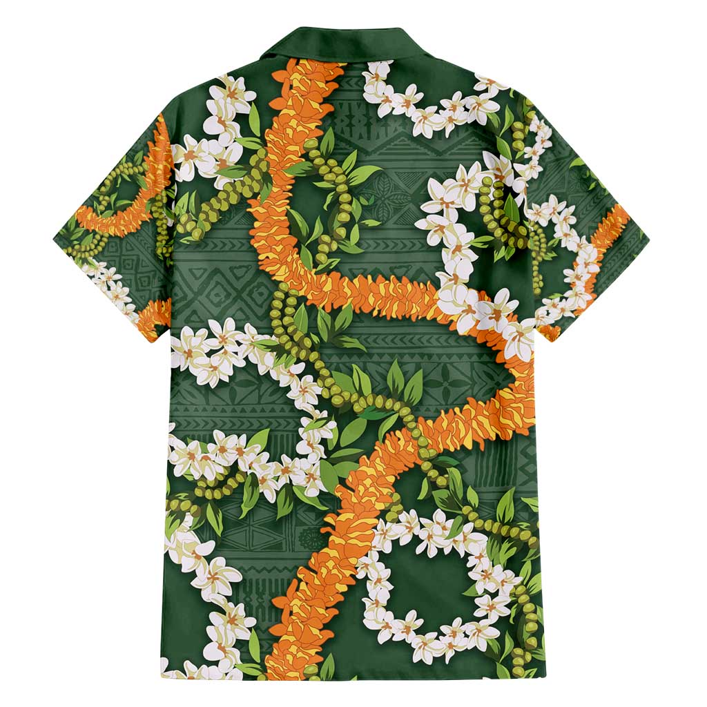 Aloha Festive Hawaii Family Matching Puletasi and Hawaiian Shirt Mokihana - Maile and Ilima on Forest Green - Polynesian Pride