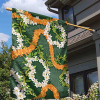 Aloha Festive Hawaii Garden Flag Mokihana - Maile and Ilima on Forest Green - Polynesian Pride