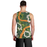 Aloha Festive Hawaii Men Tank Top Mokihana - Maile and Ilima on Forest Green - Polynesian Pride