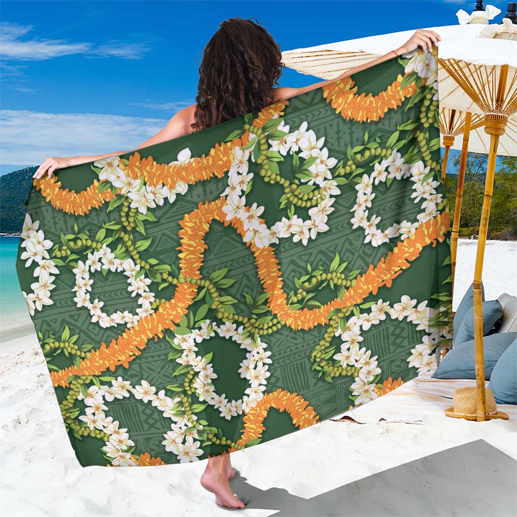 Aloha Festive Hawaii Sarong Mokihana - Maile and Ilima on Forest Green LT7 One Size 44 x 66 inches Forest Green - Polynesian Pride