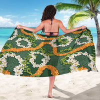 Aloha Festive Hawaii Sarong Mokihana - Maile and Ilima on Forest Green - Polynesian Pride