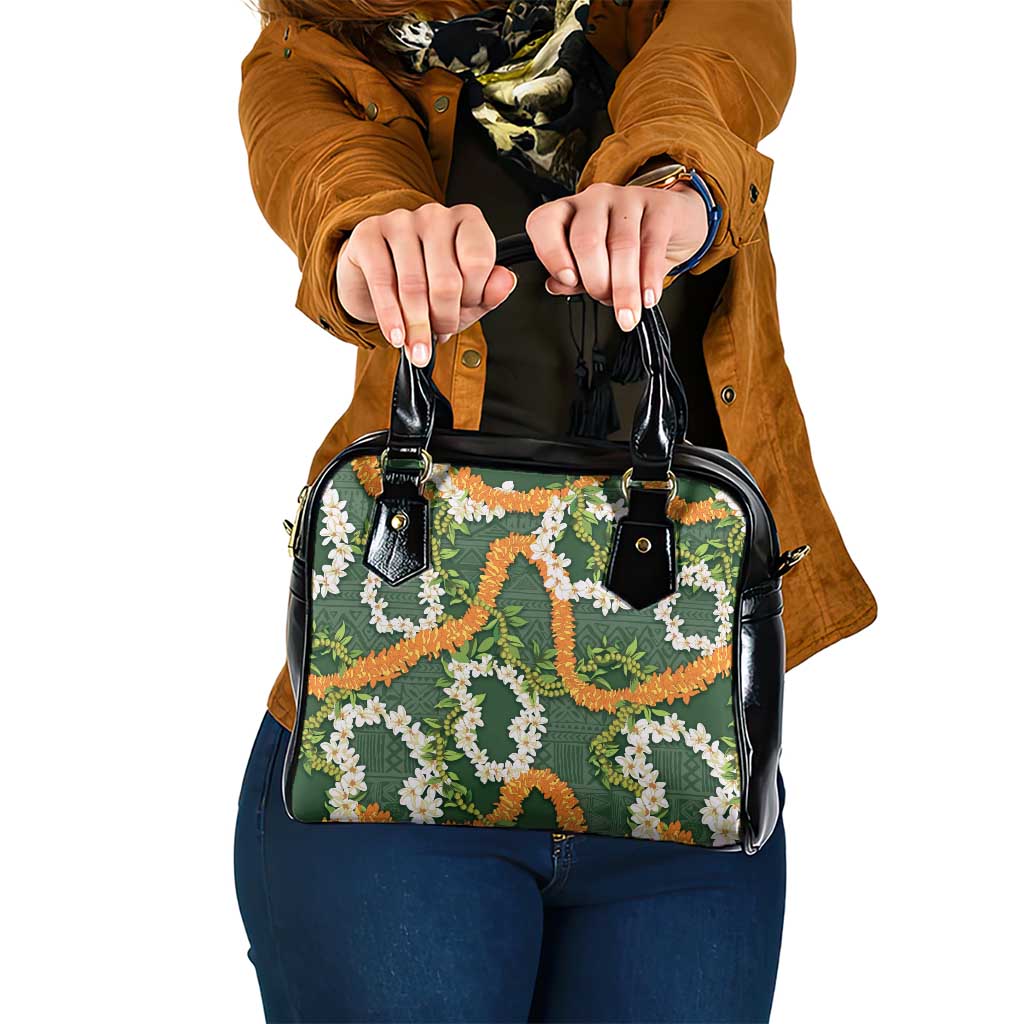 Aloha Festive Hawaii Shoulder Handbag Mokihana - Maile and Ilima on Forest Green LT7 One Size Forest Green - Polynesian Pride