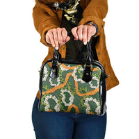Aloha Festive Hawaii Shoulder Handbag Mokihana - Maile and Ilima on Forest Green - Polynesian Pride