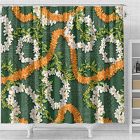 Aloha Festive Hawaii Shower Curtain Mokihana - Maile and Ilima on Forest Green LT7 - Polynesian Pride