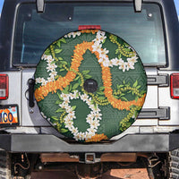 Aloha Festive Hawaii Spare Tire Cover Mokihana - Maile and Ilima on Forest Green - Polynesian Pride