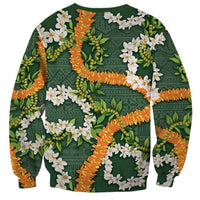 Aloha Festive Hawaii Sweatshirt Mokihana - Maile and Ilima on Forest Green - Polynesian Pride