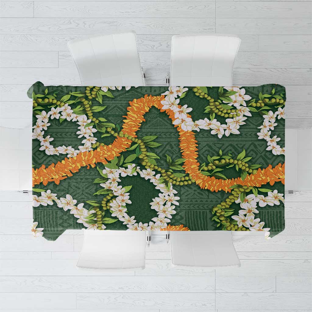 Aloha Festive Hawaii Tablecloth Mokihana - Maile and Ilima on Forest Green LT7 Forest Green - Polynesian Pride