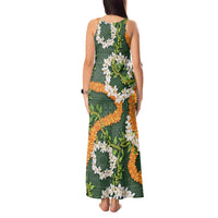 Aloha Festive Hawaii Tank Maxi Dress Mokihana - Maile and Ilima on Forest Green - Polynesian Pride