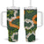 Aloha Festive Hawaii Tumbler With Handle Mokihana - Maile and Ilima on Forest Green - Polynesian Pride
