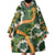 Aloha Festive Hawaii Wearable Blanket Hoodie Mokihana - Maile and Ilima on Forest Green - Polynesian Pride