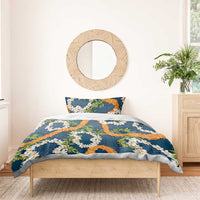 Aloha Festive Hawaii Bedding Set Mokihana - Maile and Ilima on Navy Blue - Polynesian Pride