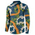 Aloha Festive Hawaii Button Sweatshirt Mokihana - Maile and Ilima on Navy Blue - Polynesian Pride