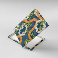 Aloha Festive Hawaii Canvas Wall Art Mokihana - Maile and Ilima on Navy Blue - Polynesian Pride