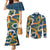 Aloha Festive Hawaii Couples Matching Mermaid Dress and Long Sleeve Button Shirt Mokihana - Maile and Ilima on Navy Blue - Polynesian Pride