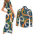 Aloha Festive Hawaii Couples Matching Short Sleeve Bodycon Dress and Long Sleeve Button Shirt Mokihana - Maile and Ilima on Navy Blue - Polynesian Pride