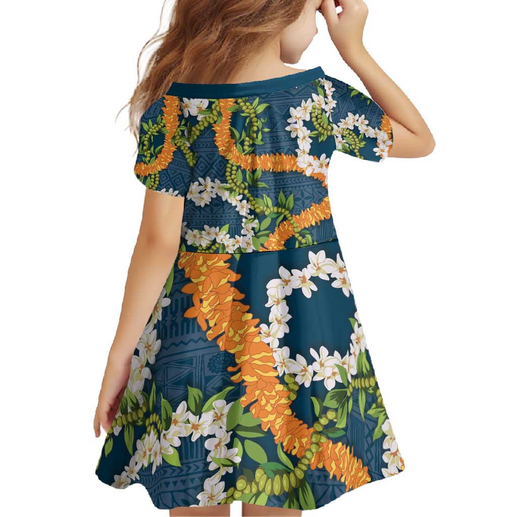 Aloha Festive Hawaii Family Matching Off Shoulder Maxi Dress and Hawaiian Shirt Mokihana - Maile and Ilima on Navy Blue LT7 - Polynesian Pride