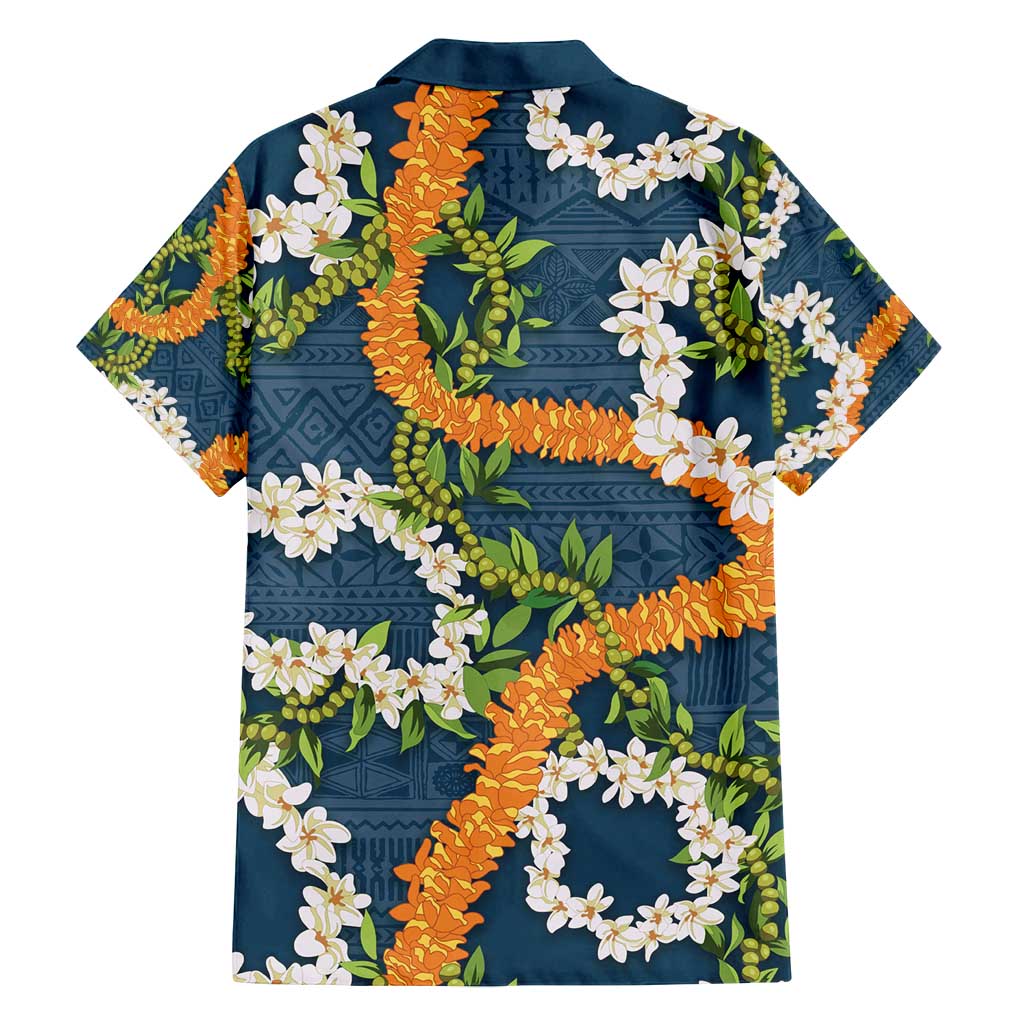 Aloha Festive Hawaii Family Matching Summer Maxi Dress and Hawaiian Shirt Mokihana - Maile and Ilima on Navy Blue - Polynesian Pride