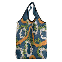 Aloha Festive Hawaii Grocery Bag Mokihana - Maile and Ilima on Navy Blue - Polynesian Pride