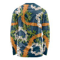 Aloha Festive Hawaii Long Sleeve Shirt Mokihana - Maile and Ilima on Navy Blue - Polynesian Pride
