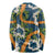 Aloha Festive Hawaii Long Sleeve Shirt Mokihana - Maile and Ilima on Navy Blue - Polynesian Pride