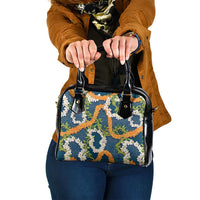 Aloha Festive Hawaii Shoulder Handbag Mokihana - Maile and Ilima on Navy Blue - Polynesian Pride