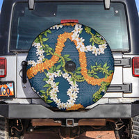 Aloha Festive Hawaii Spare Tire Cover Mokihana - Maile and Ilima on Navy Blue - Polynesian Pride