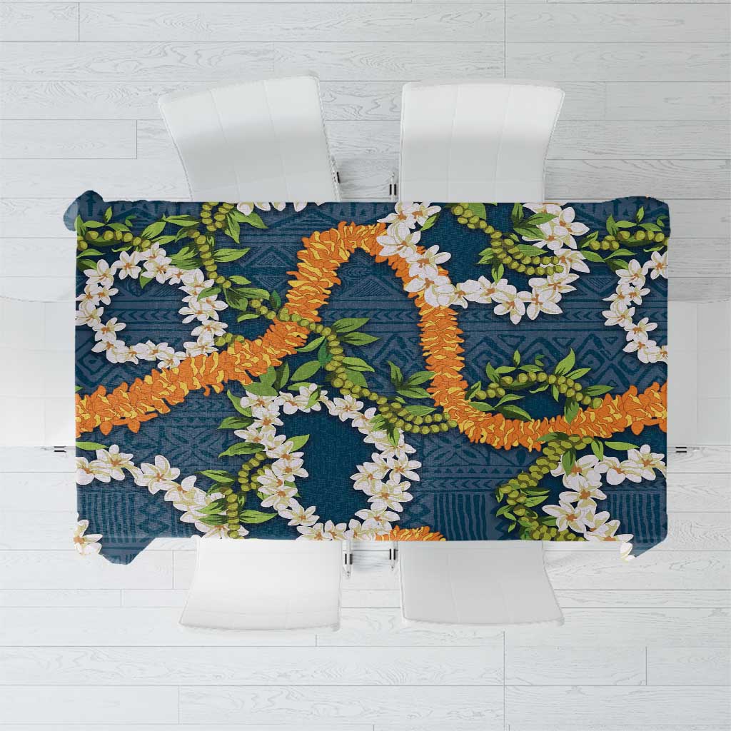 Aloha Festive Hawaii Tablecloth Mokihana - Maile and Ilima on Navy Blue LT7 Navy Blue - Polynesian Pride
