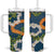 Aloha Festive Hawaii Tumbler With Handle Mokihana - Maile and Ilima on Navy Blue - Polynesian Pride