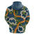 Aloha Festive Hawaii Zip Hoodie Mokihana - Maile and Ilima on Navy Blue - Polynesian Pride