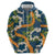 Aloha Festive Hawaii Zip Hoodie Mokihana - Maile and Ilima on Navy Blue - Polynesian Pride