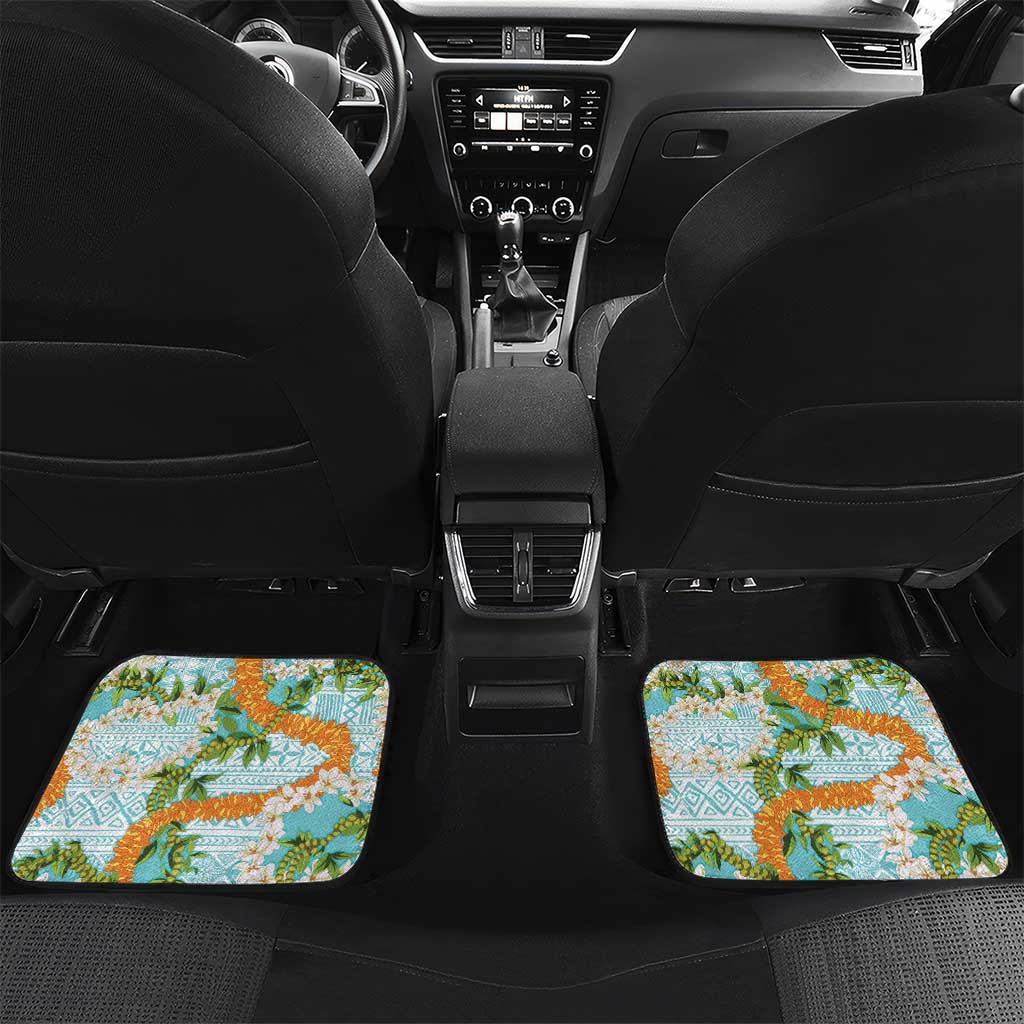 Aloha Festive Hawaii Car Mats Mokihana - Maile and Ilima on Turquoise - Polynesian Pride