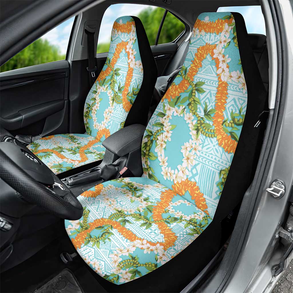 Aloha Festive Hawaii Car Seat Cover Mokihana - Maile and Ilima on Turquoise - Polynesian Pride