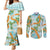 Aloha Festive Hawaii Couples Matching Mermaid Dress and Long Sleeve Button Shirt Mokihana - Maile and Ilima on Turquoise - Polynesian Pride