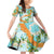 Aloha Festive Hawaii Family Matching Off Shoulder Short Dress and Hawaiian Shirt Mokihana - Maile and Ilima on Turquoise - Polynesian Pride