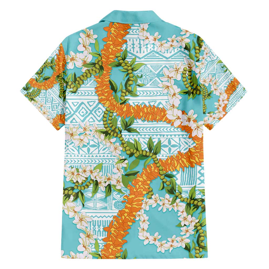 Aloha Festive Hawaii Family Matching Puletasi and Hawaiian Shirt Mokihana - Maile and Ilima on Turquoise - Polynesian Pride