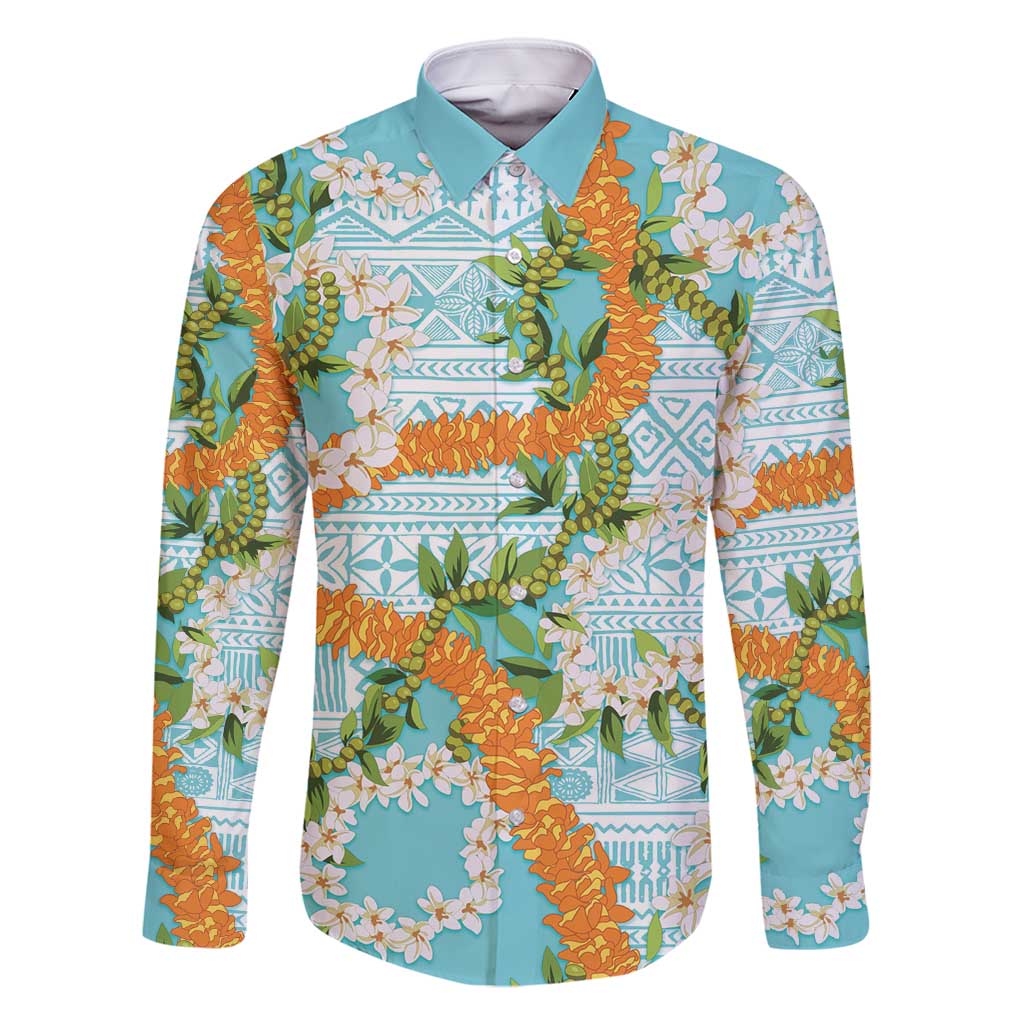 Aloha Festive Hawaii Family Matching Summer Maxi Dress and Hawaiian Shirt Mokihana - Maile and Ilima on Turquoise - Polynesian Pride