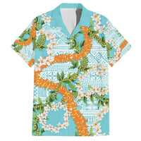 Aloha Festive Hawaii Hawaiian Shirt Mokihana - Maile and Ilima on Turquoise - Polynesian Pride