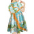 Aloha Festive Hawaii Kid Short Sleeve Dress Mokihana - Maile and Ilima on Turquoise - Polynesian Pride