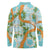 Aloha Festive Hawaii Long Sleeve Polo Shirt Mokihana - Maile and Ilima on Turquoise - Polynesian Pride